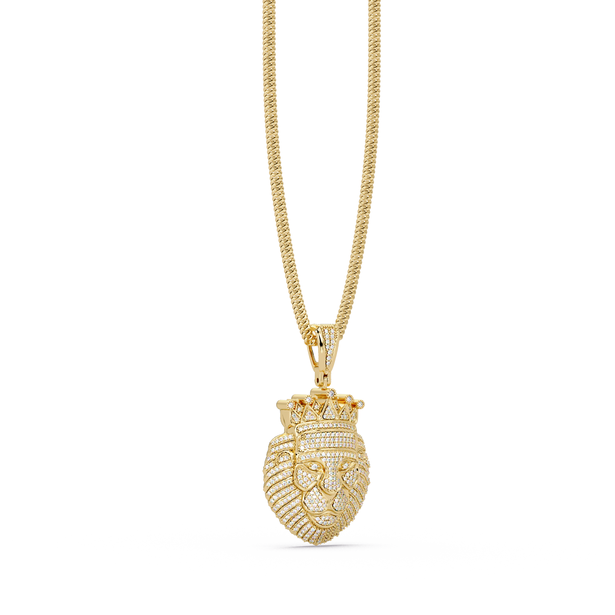 Crown Lion Head VVS Moissanite Diamond Statement Pendant