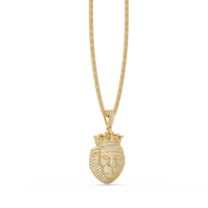 Crown Lion Head VVS Moissanite Diamond Statement Pendant