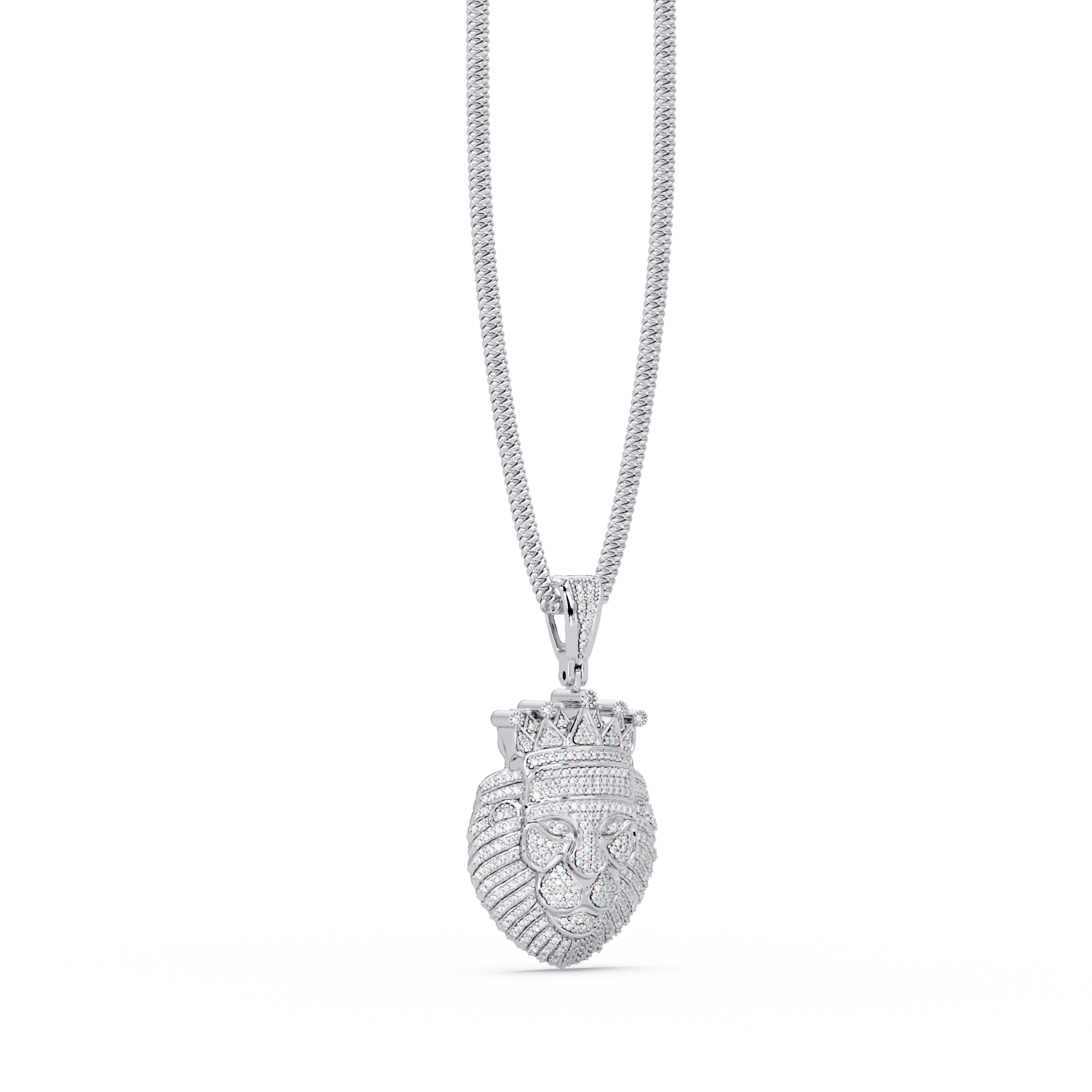 Crown Lion Head VVS Moissanite Diamond Statement Pendant