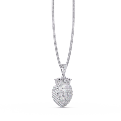 Crown Lion Head VVS Moissanite Diamond Statement Pendant