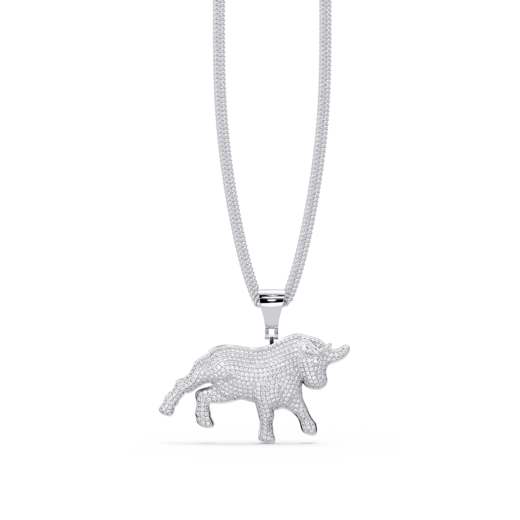 Majestic Ox VVS Moissanite Diamond Animal Love  Pendant