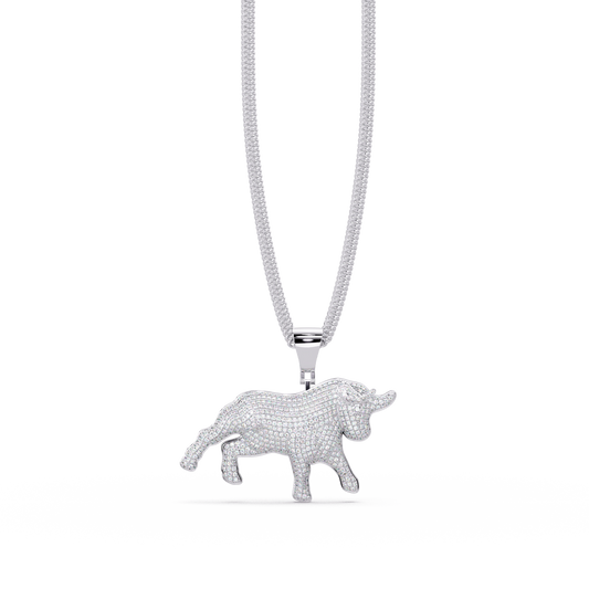 Majestic Ox VVS Moissanite Diamond Animal Love  Pendant