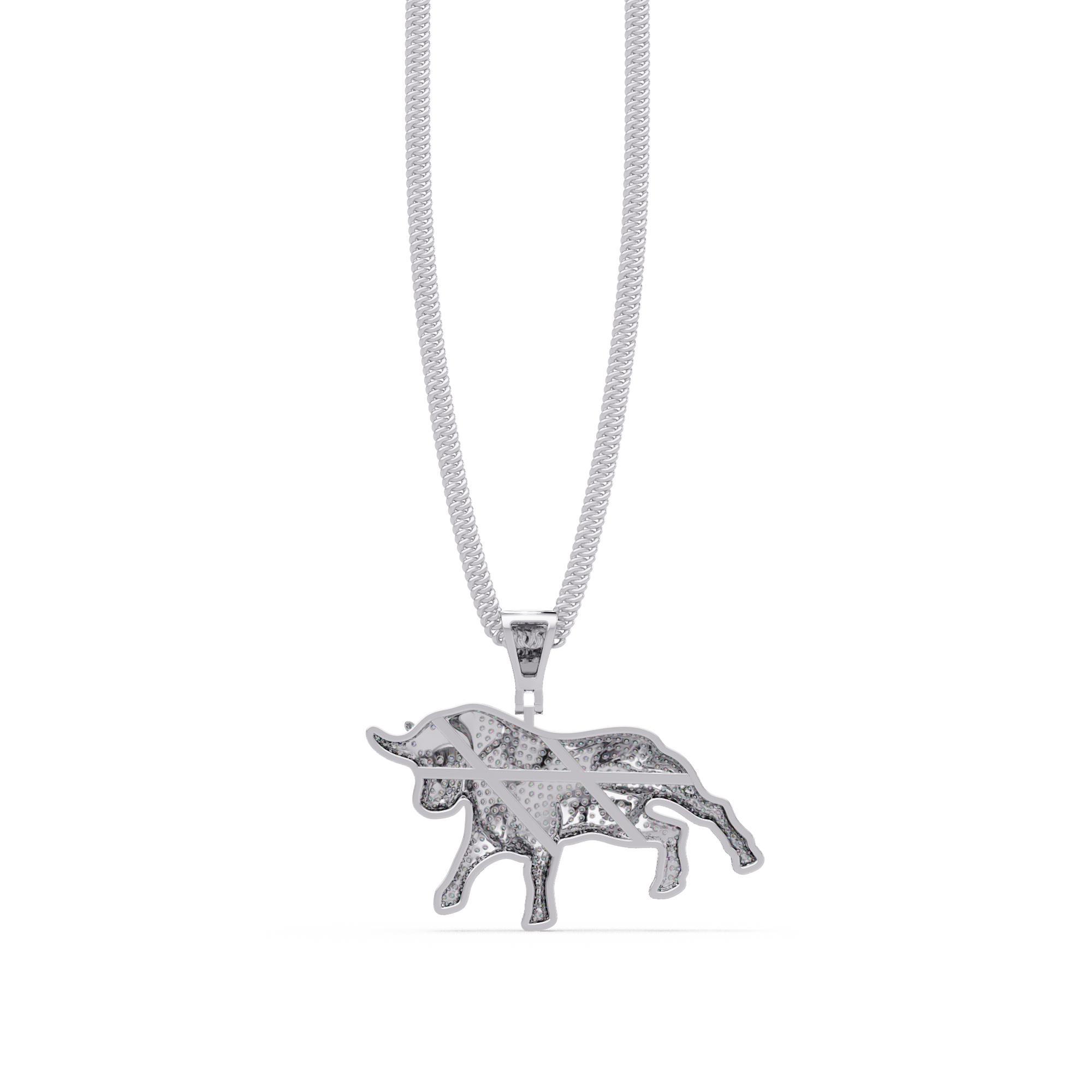 Majestic Ox VVS Moissanite Diamond Animal Love  Pendant