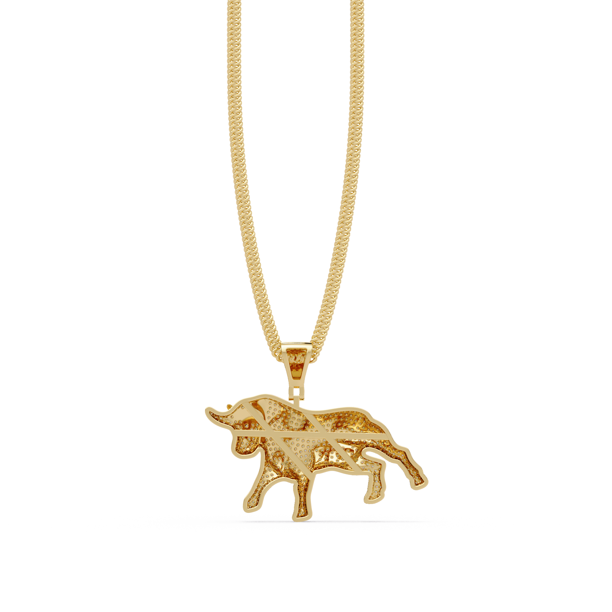 Majestic Ox VVS Moissanite Diamond Animal Love  Pendant