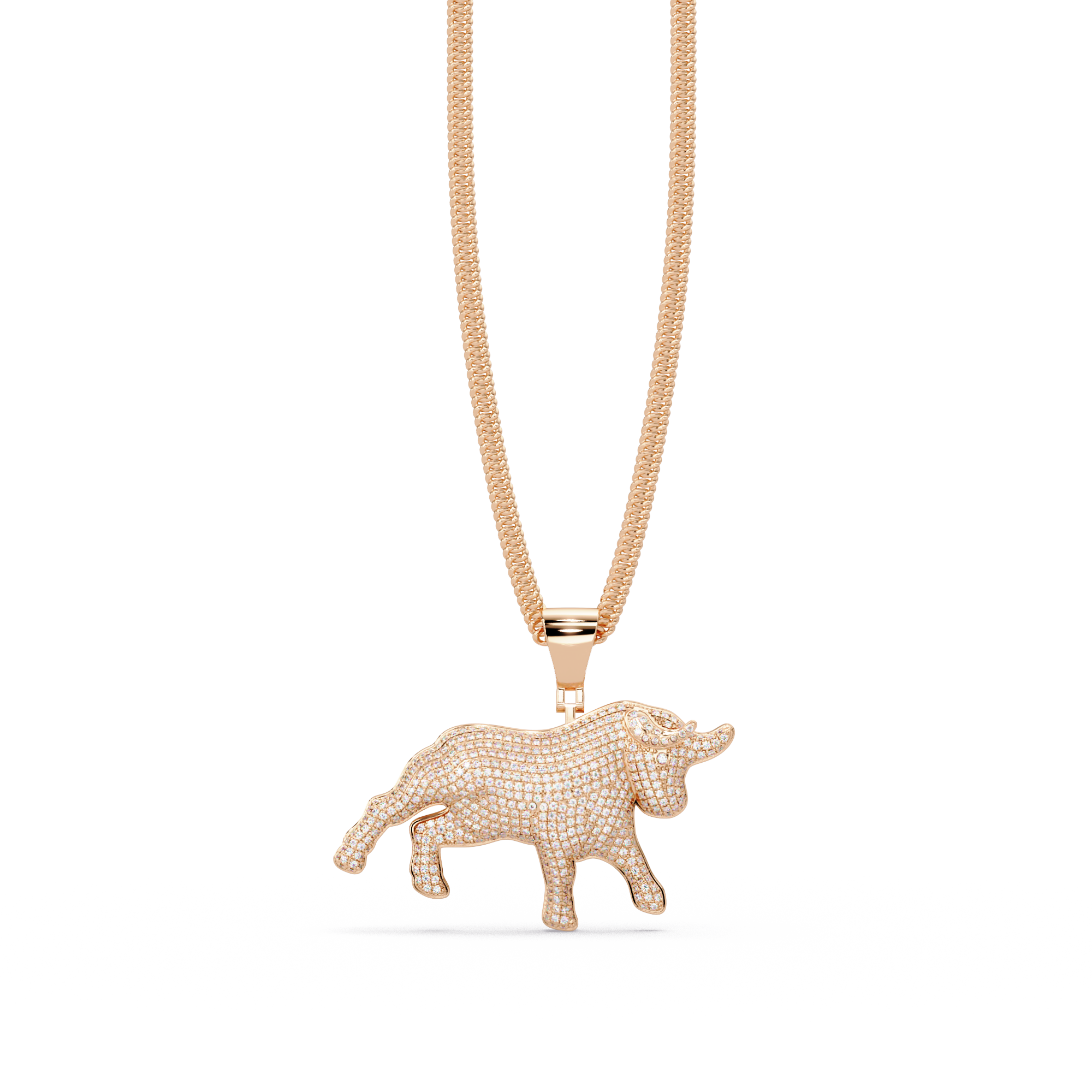 Majestic Ox VVS Moissanite Diamond Animal Love  Pendant