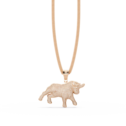 Majestic Ox VVS Moissanite Diamond Animal Love  Pendant