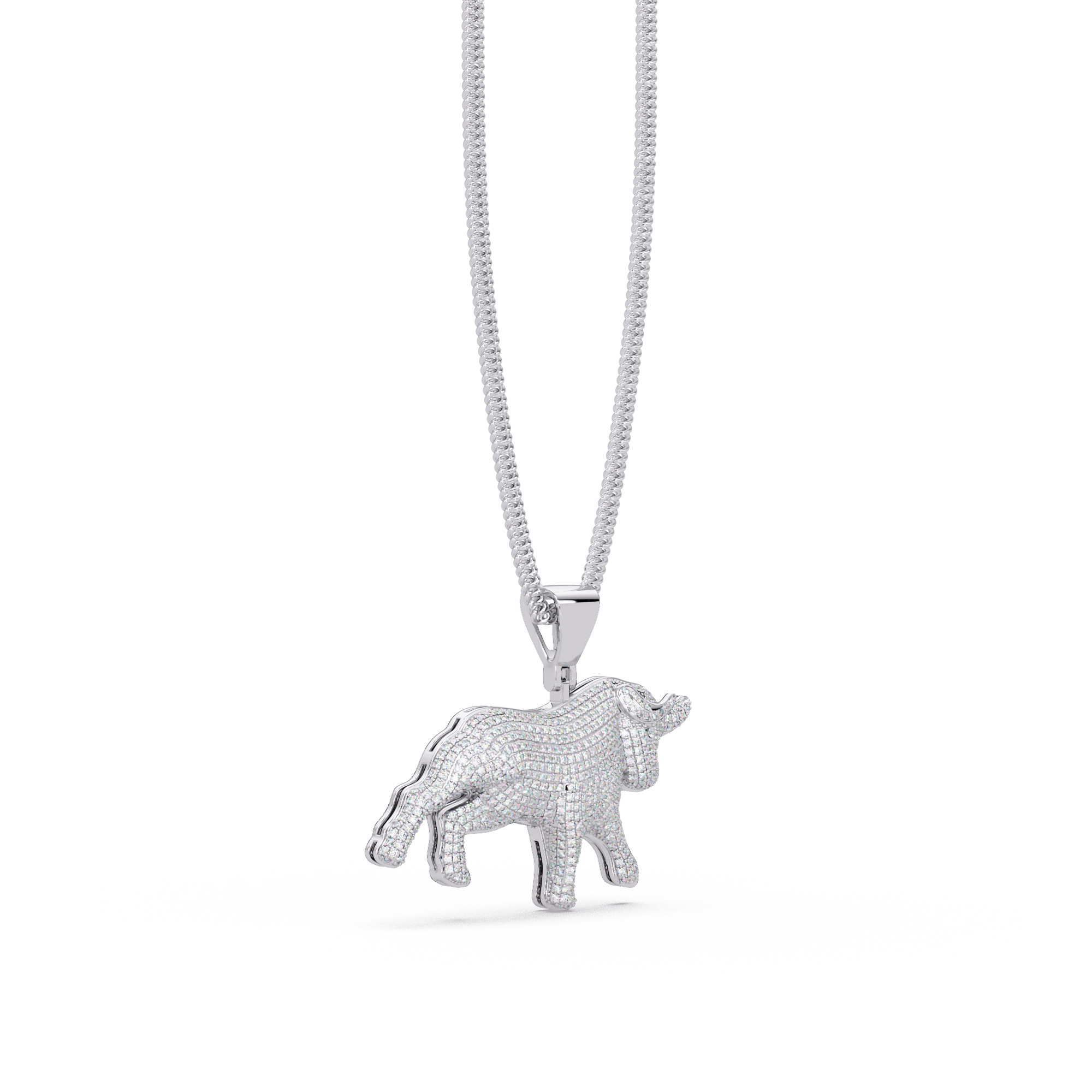 Majestic Ox VVS Moissanite Diamond Animal Love  Pendant