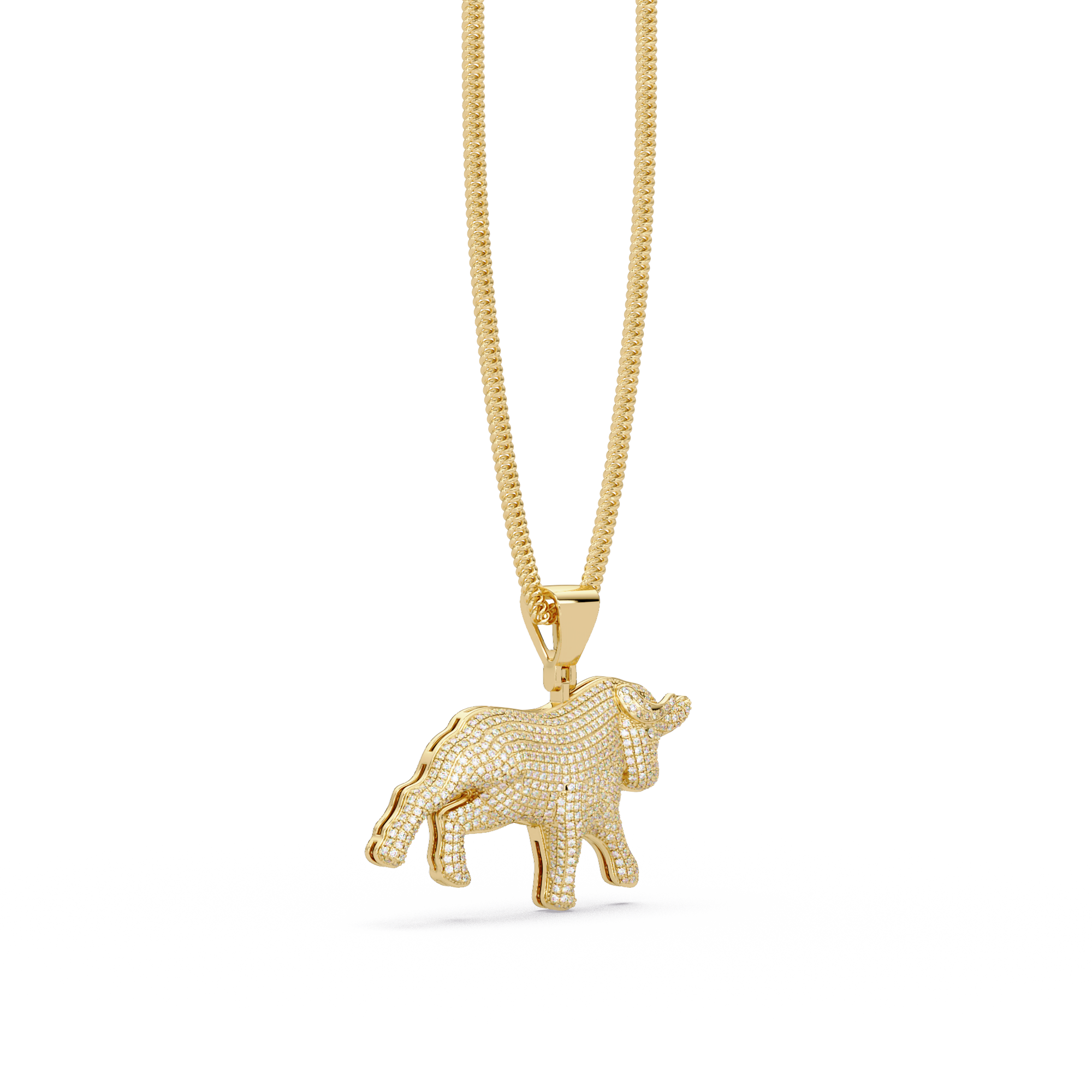 Majestic Ox VVS Moissanite Diamond Animal Love  Pendant