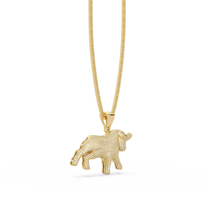 Majestic Ox VVS Moissanite Diamond Animal Love  Pendant