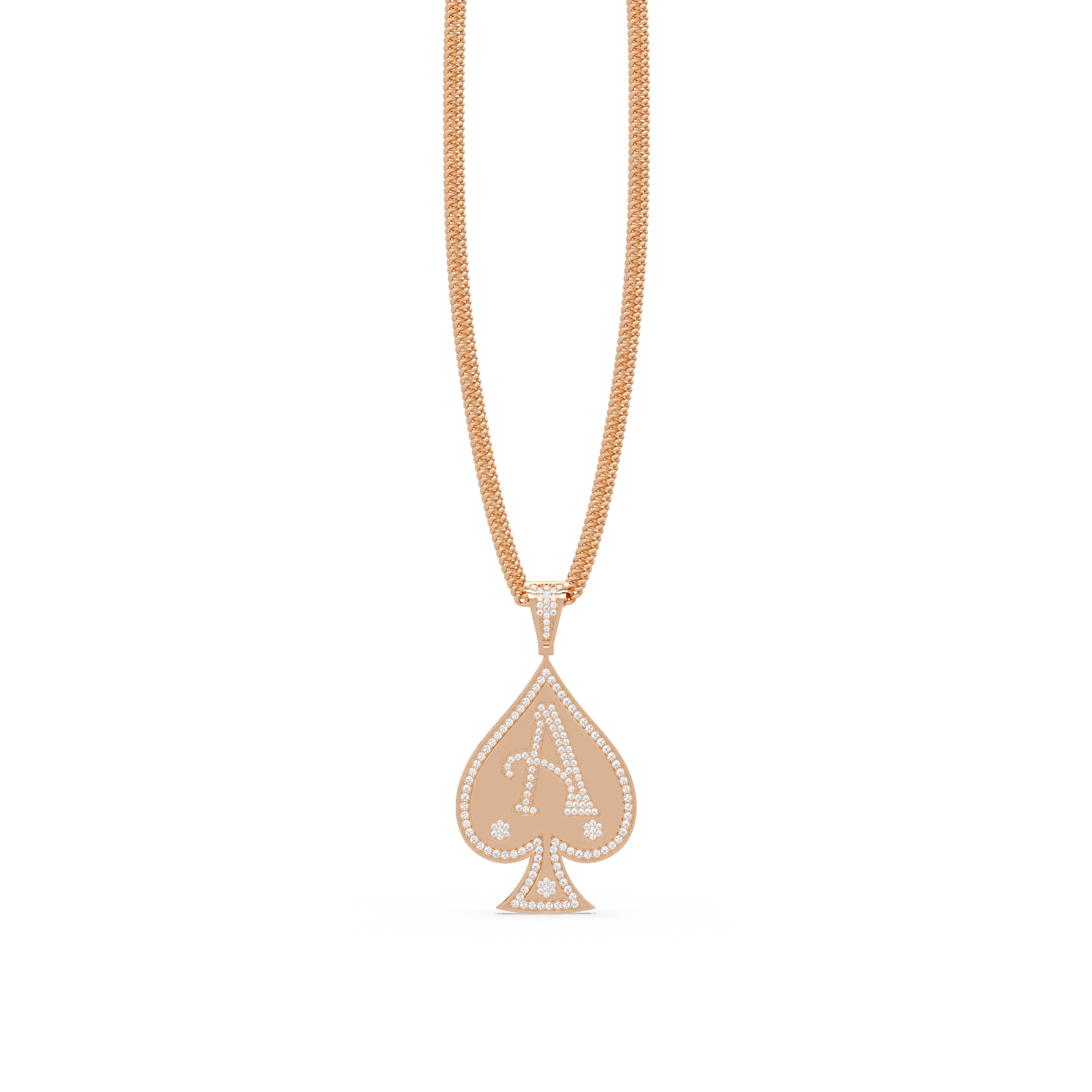 Ace “A” Font Custom  VVS Moissanite Diamond Spade Pendant Necklace