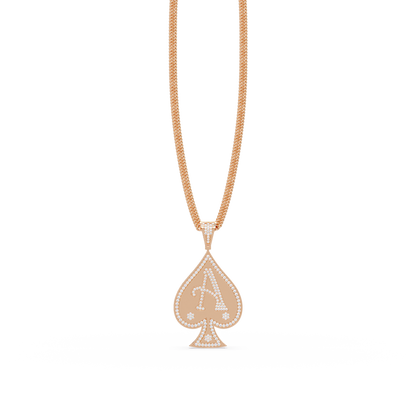 Ace “A” Font Custom  VVS Moissanite Diamond Spade Pendant Necklace