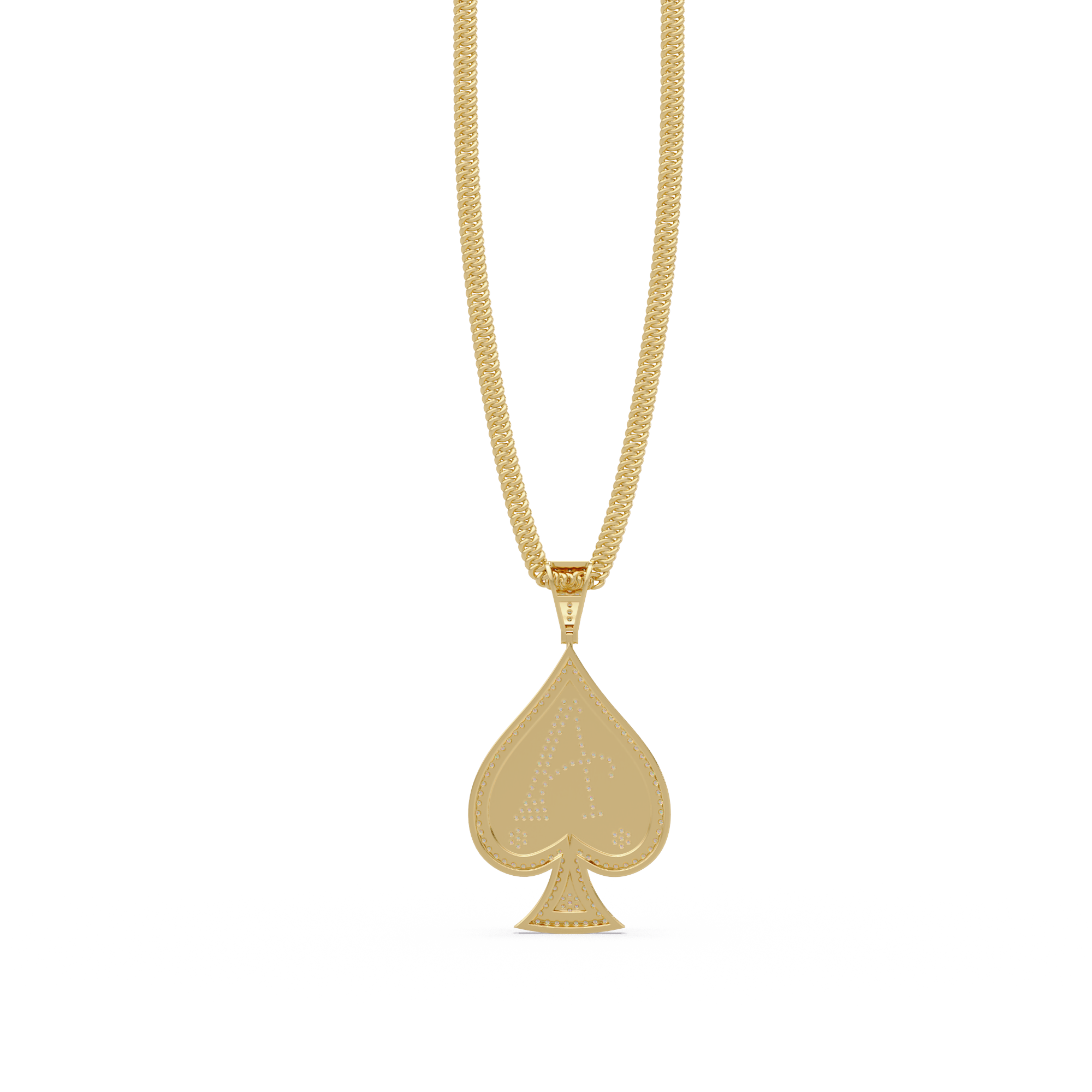 Ace “A” Font Custom  VVS Moissanite Diamond Spade Pendant Necklace