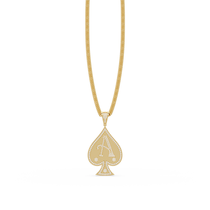 Ace “A” Font Custom  VVS Moissanite Diamond Spade Pendant Necklace