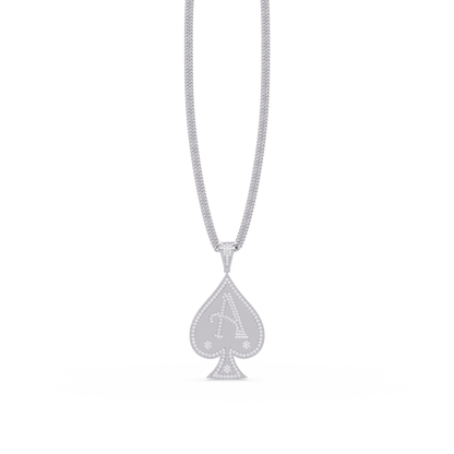 Ace “A” Font Custom  VVS Moissanite Diamond Spade Pendant Necklace