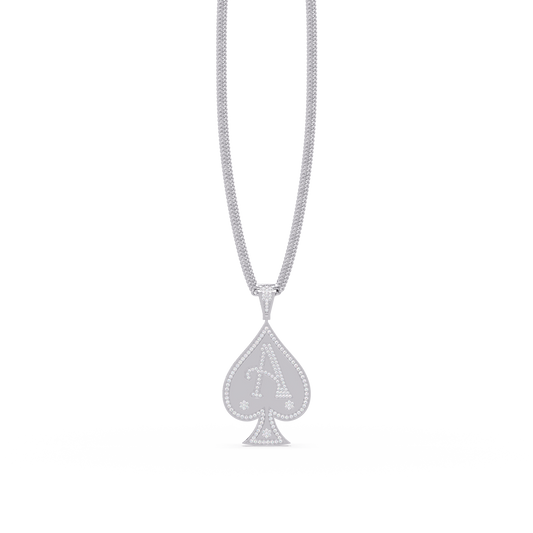 Ace “A” Font Custom  VVS Moissanite Diamond Spade Pendant Necklace