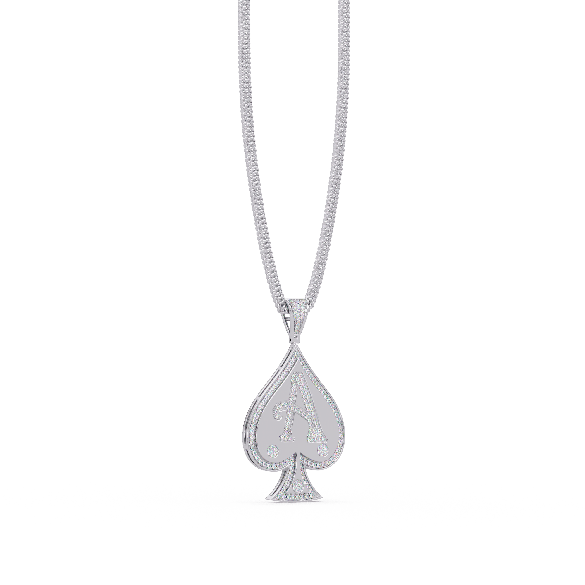 Ace “A” Font Custom  VVS Moissanite Diamond Spade Pendant Necklace