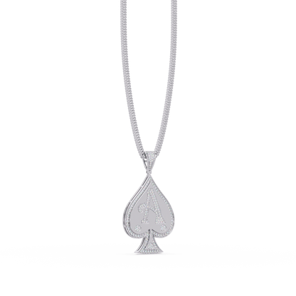 Ace “A” Font Custom  VVS Moissanite Diamond Spade Pendant Necklace