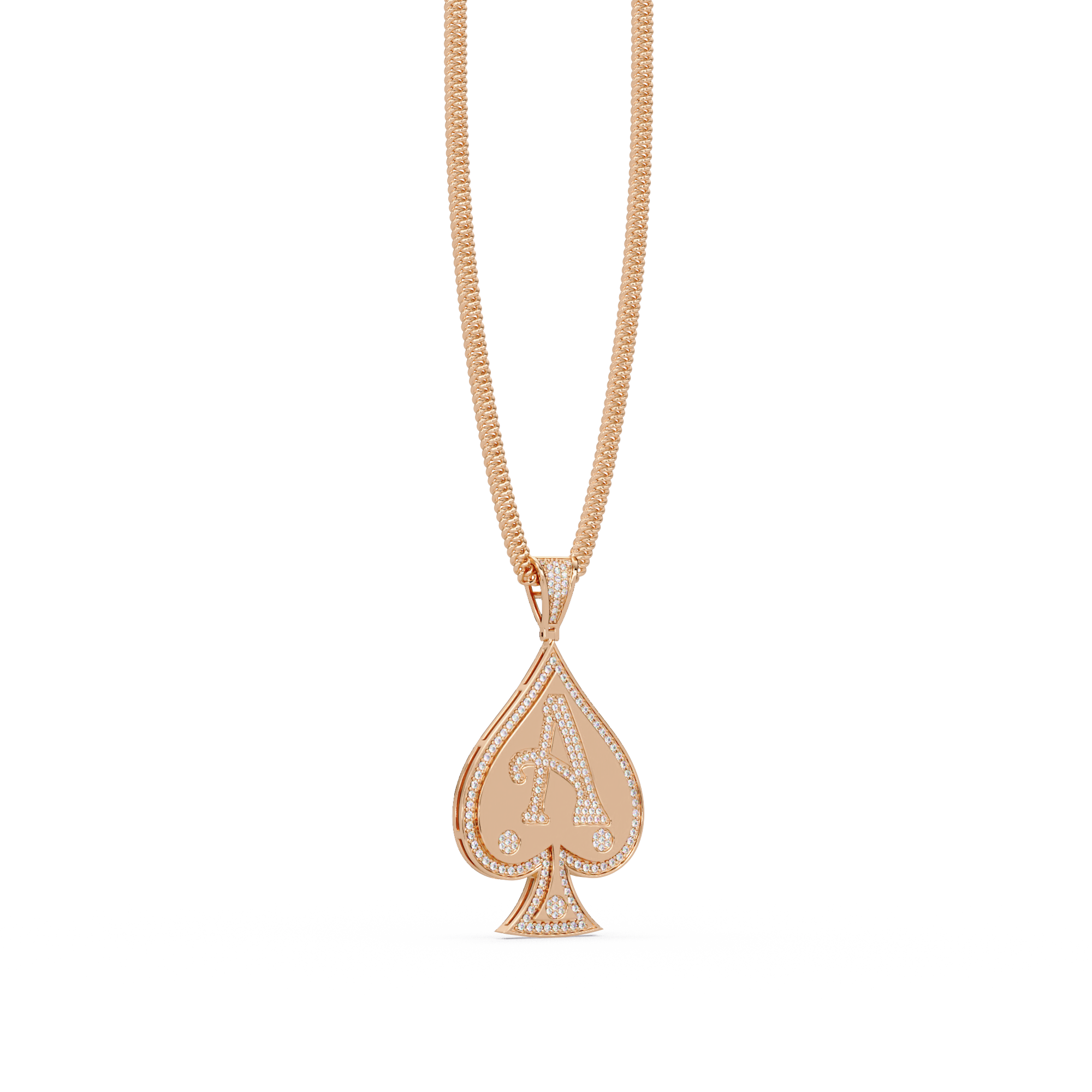 Ace “A” Font Custom  VVS Moissanite Diamond Spade Pendant Necklace