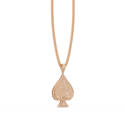 Ace “A” Font Custom  VVS Moissanite Diamond Spade Pendant Necklace