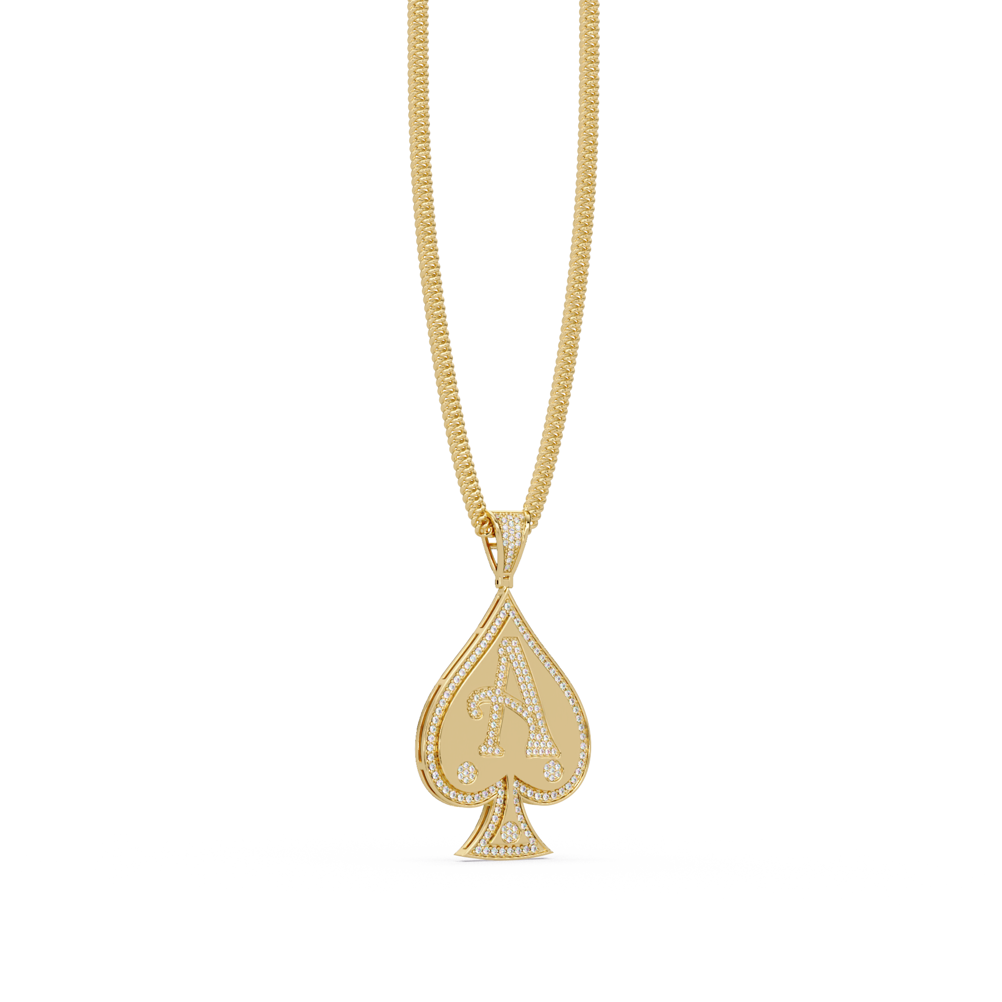 Ace “A” Font Custom  VVS Moissanite Diamond Spade Pendant Necklace