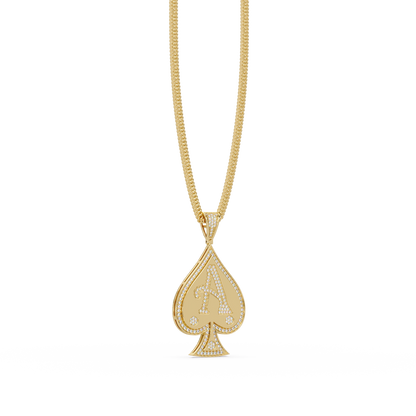 Ace “A” Font Custom  VVS Moissanite Diamond Spade Pendant Necklace