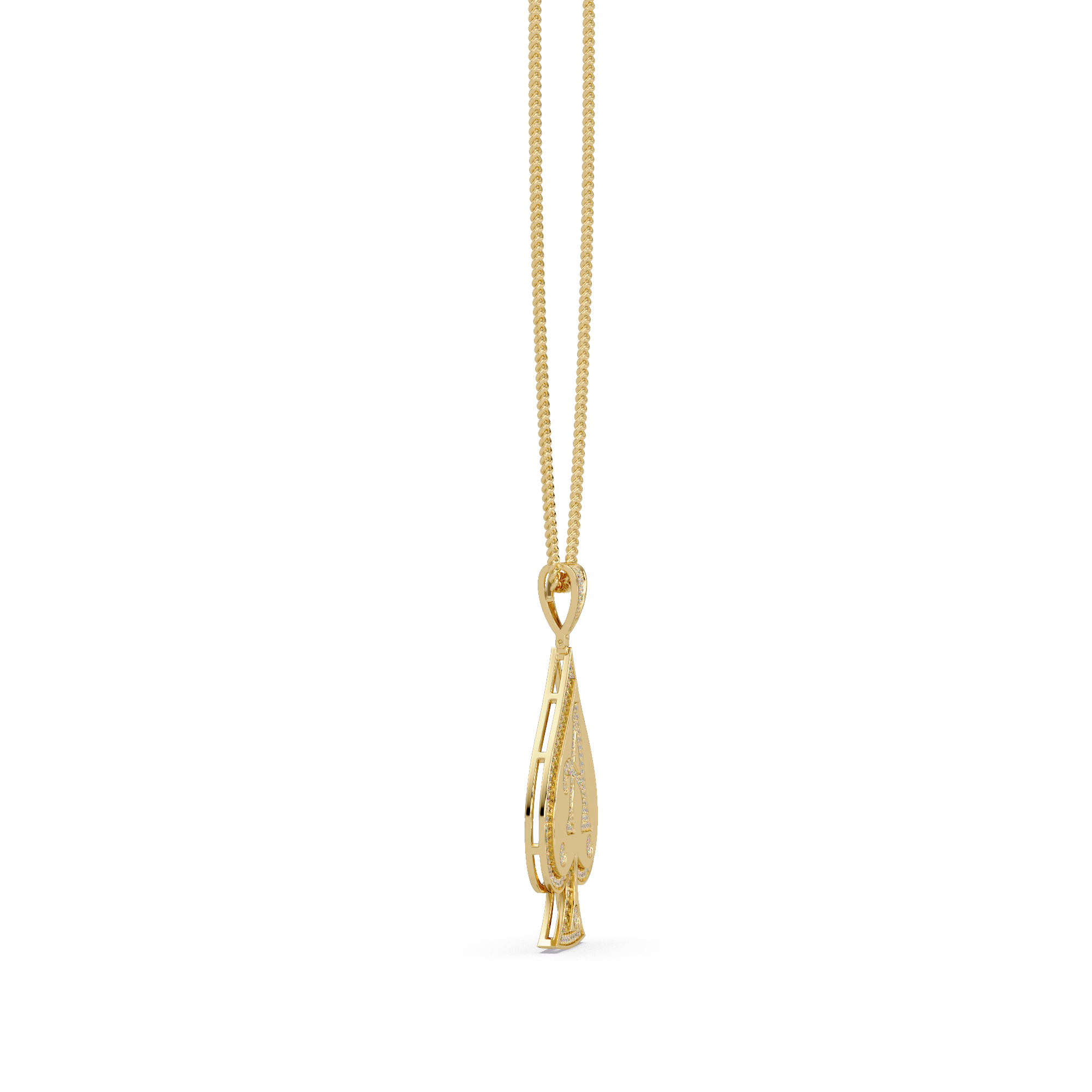 Ace “A” Font Custom  VVS Moissanite Diamond Spade Pendant Necklace