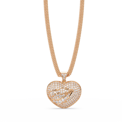 Heart Leaf VVS Moissanite Diamond Pendant  Nature Inspired Diamond Heart Jewelry