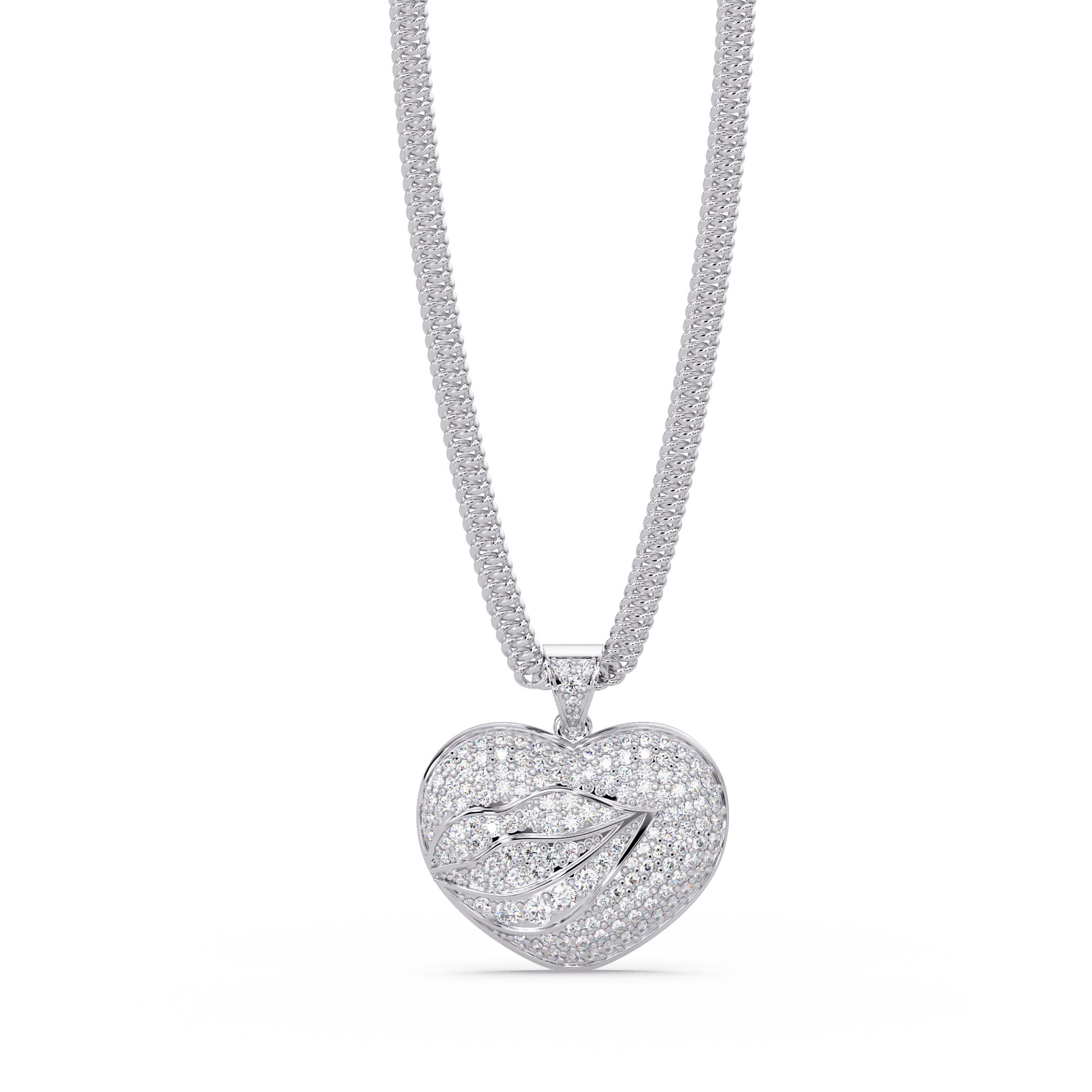 Heart Leaf VVS Moissanite Diamond Pendant  Nature Inspired Diamond Heart Jewelry