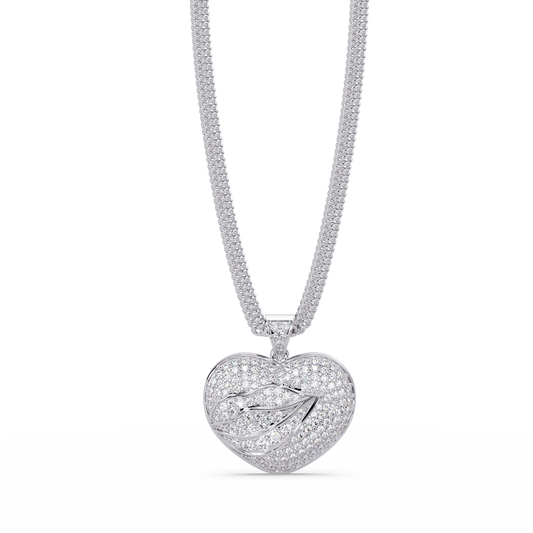 Heart Leaf VVS Moissanite Diamond Pendant  Nature Inspired Diamond Heart Jewelry