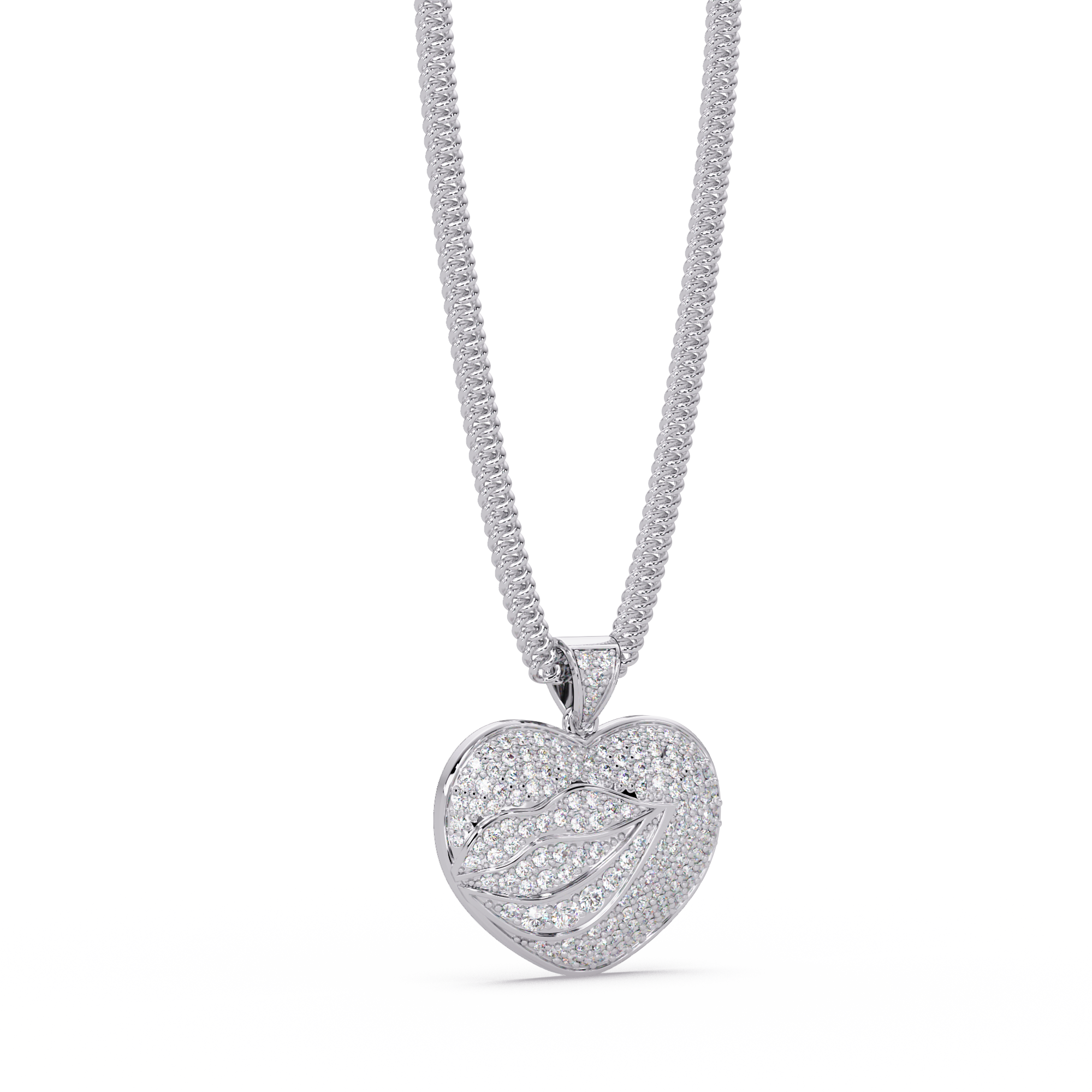 Heart Leaf VVS Moissanite Diamond Pendant  Nature Inspired Diamond Heart Jewelry
