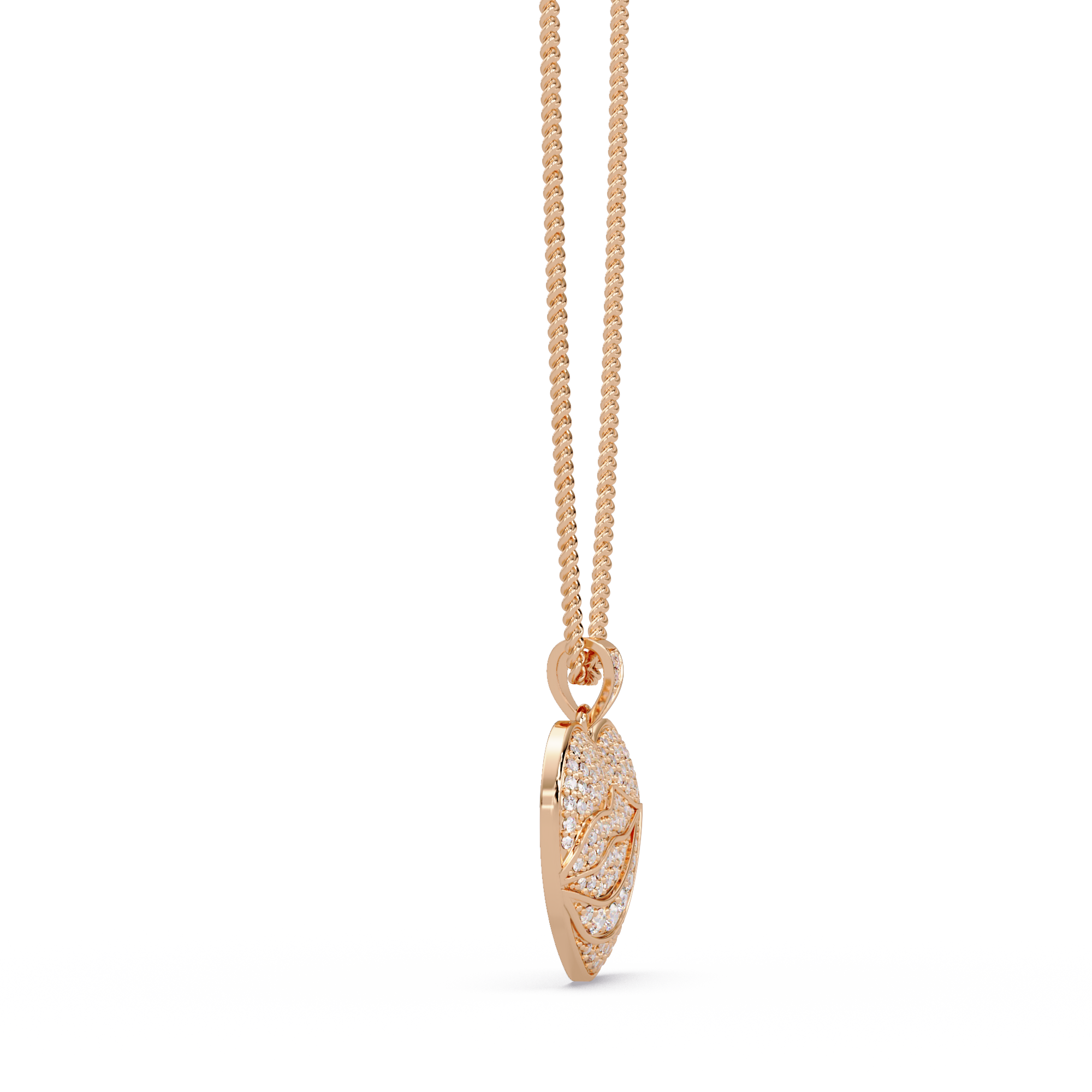 Heart Leaf VVS Moissanite Diamond Pendant  Nature Inspired Diamond Heart Jewelry