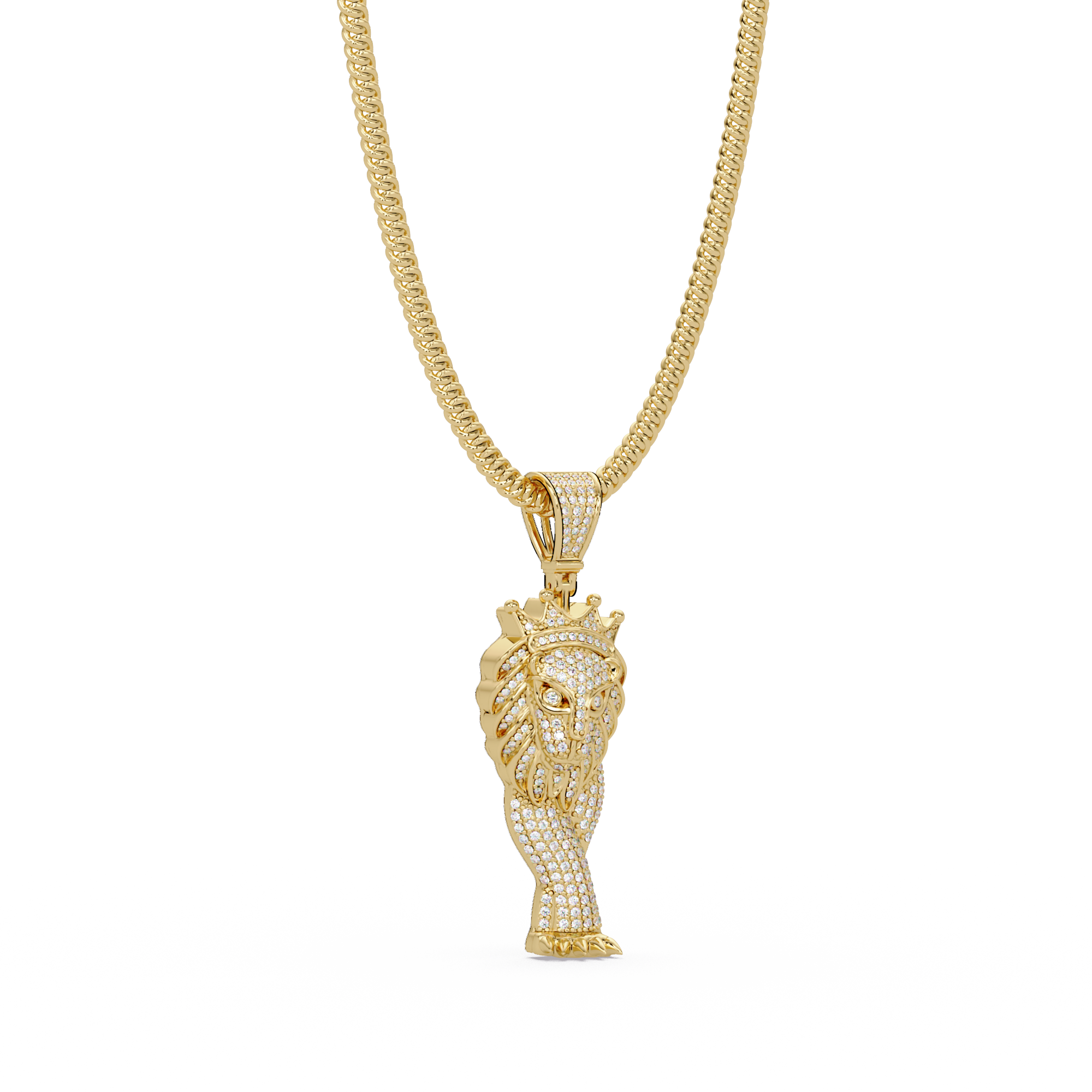 Crowned Lion King VVS Moissanite Diamond Pendant Royal Statement Jewelry