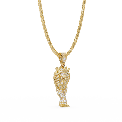 Crowned Lion King VVS Moissanite Diamond Pendant Royal Statement Jewelry