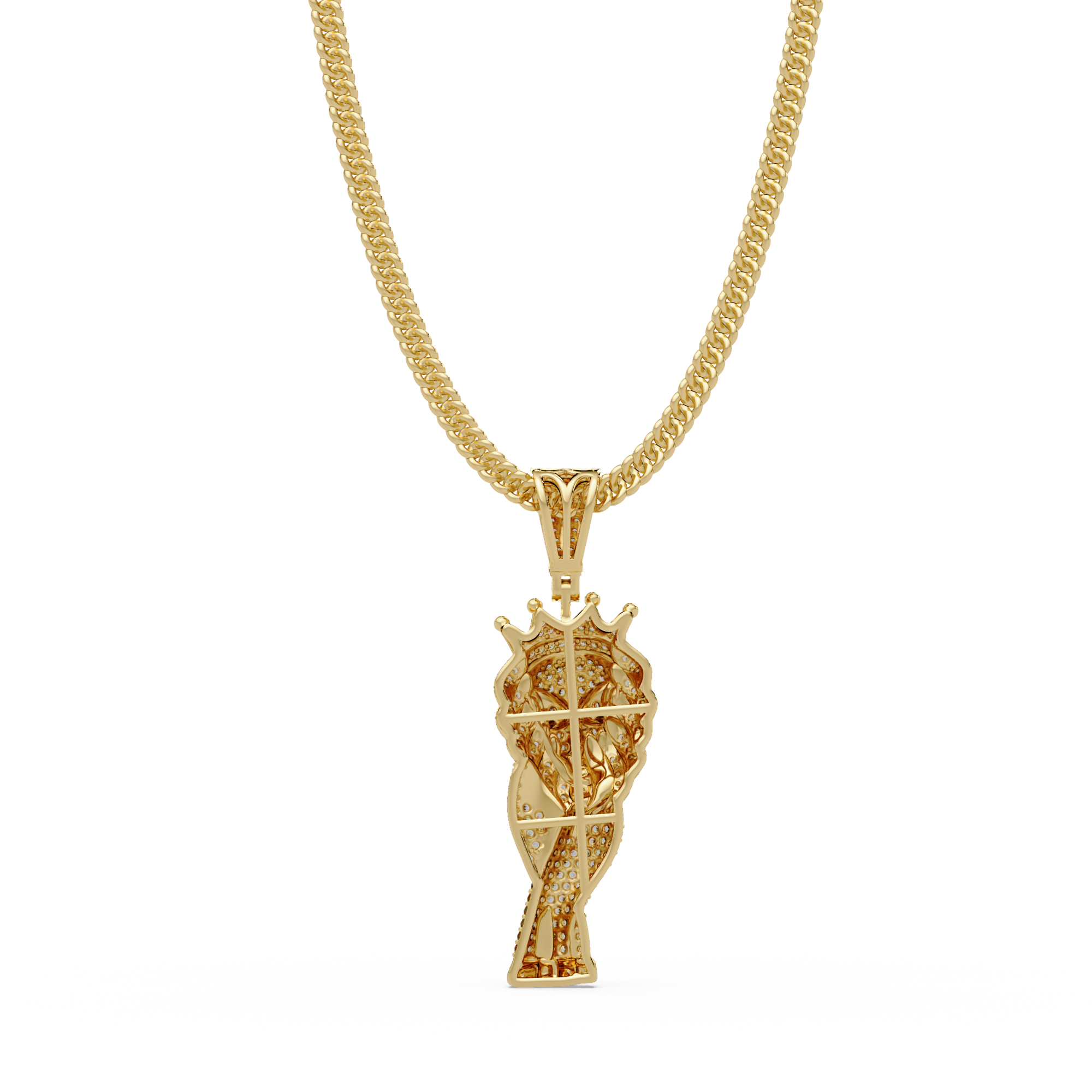 Crowned Lion King VVS Moissanite Diamond Pendant Royal Statement Jewelry