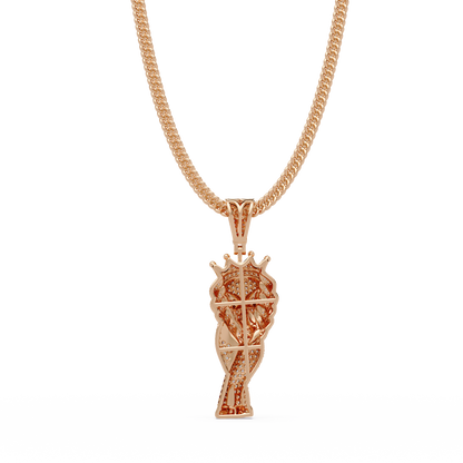 Crowned Lion King VVS Moissanite Diamond Pendant Royal Statement Jewelry