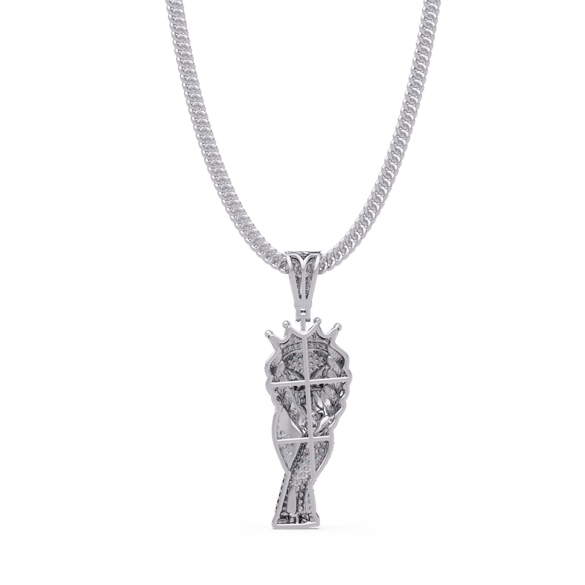 Crowned Lion King VVS Moissanite Diamond Pendant Royal Statement Jewelry