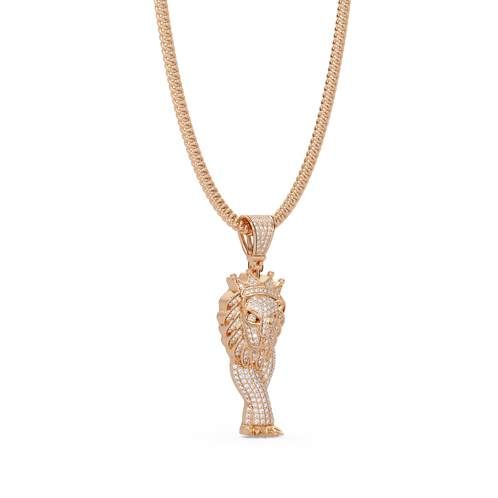 Crowned Lion King VVS Moissanite Diamond Pendant Royal Statement Jewelry