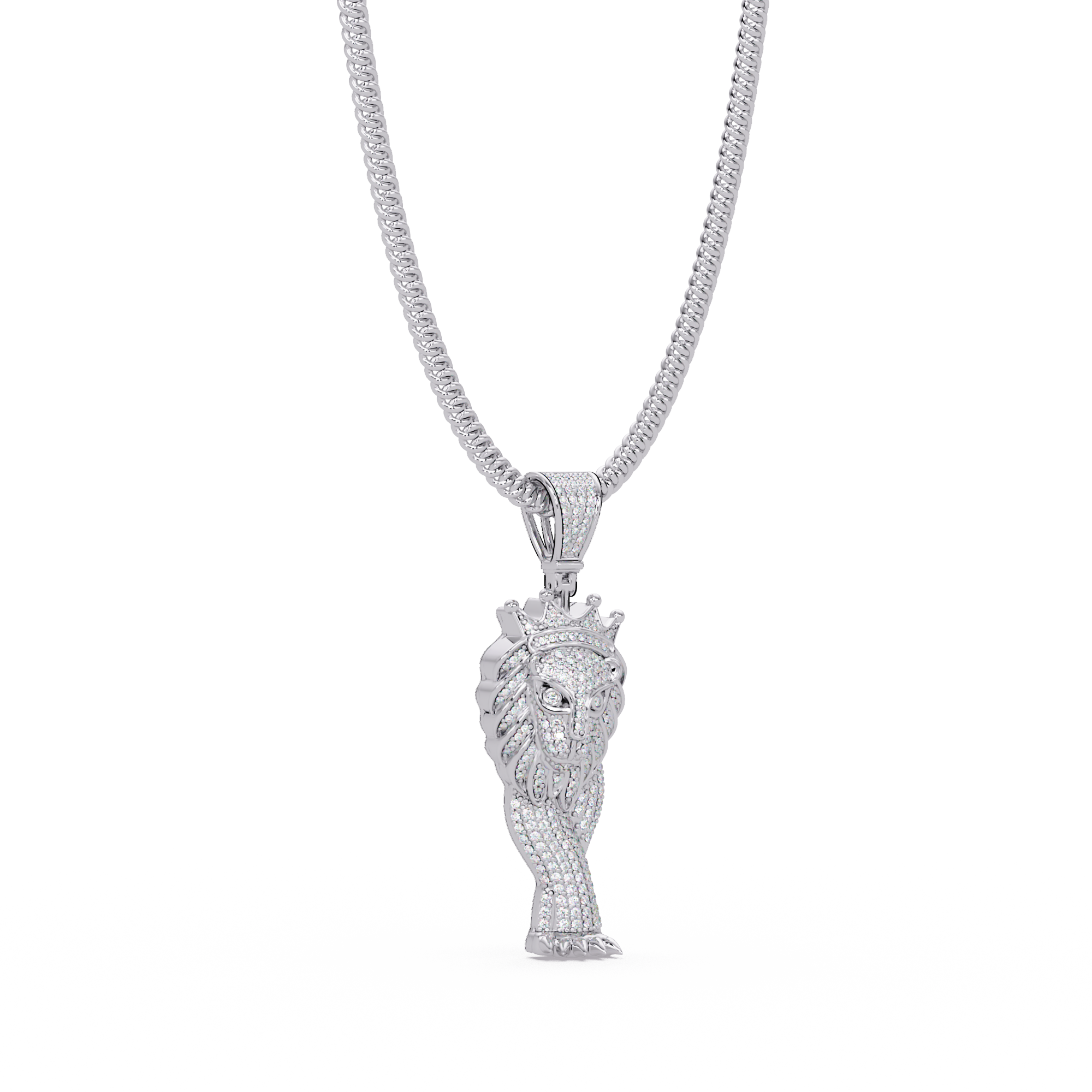 Crowned Lion King VVS Moissanite Diamond Pendant Royal Statement Jewelry