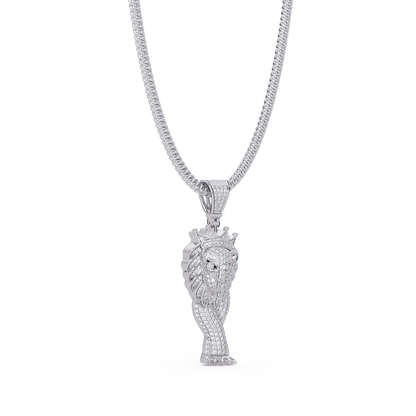 Crowned Lion King VVS Moissanite Diamond Pendant Royal Statement Jewelry