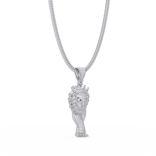 Crowned Lion King VVS Moissanite Diamond Pendant Royal Statement Jewelry
