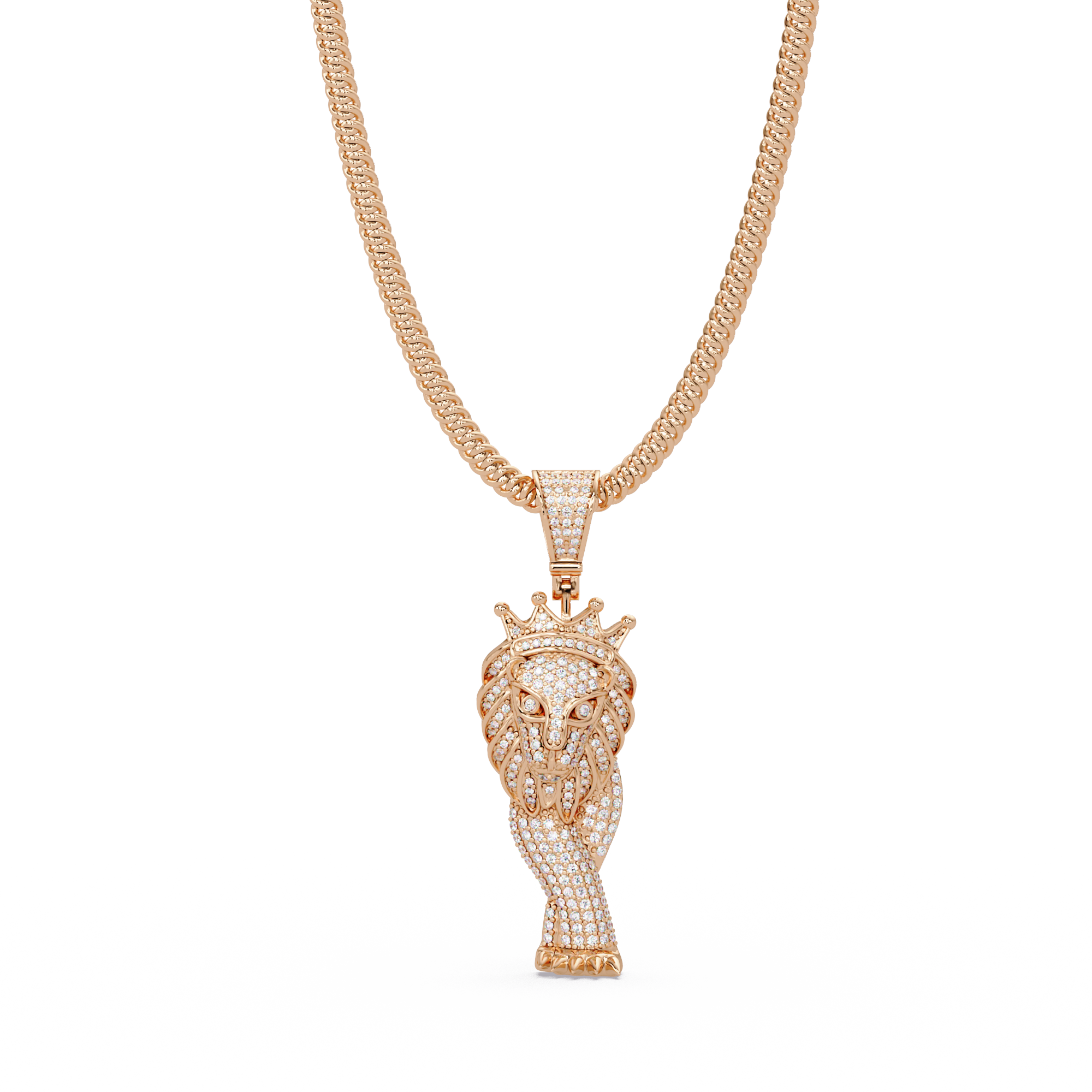 Crowned Lion King VVS Moissanite Diamond Pendant Royal Statement Jewelry