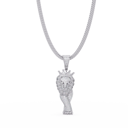 Crowned Lion King VVS Moissanite Diamond Pendant Royal Statement Jewelry