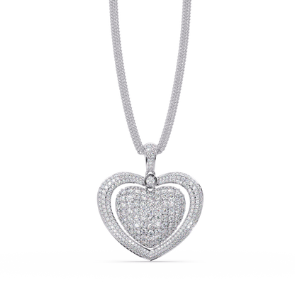 Double Heart VVS Moissanite Diamond Pendant Layered Pave Diamond Heart Jewelry