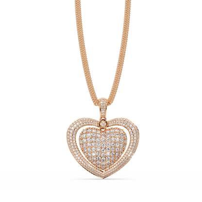 Double Heart VVS Moissanite Diamond Pendant Layered Pave Diamond Heart Jewelry