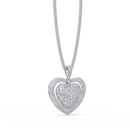 Double Heart VVS Moissanite Diamond Pendant Layered Pave Diamond Heart Jewelry