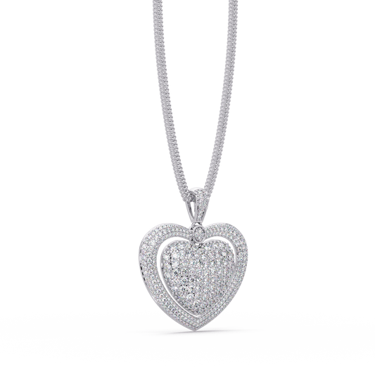 Double Heart VVS Moissanite Diamond Pendant Layered Pave Diamond Heart Jewelry
