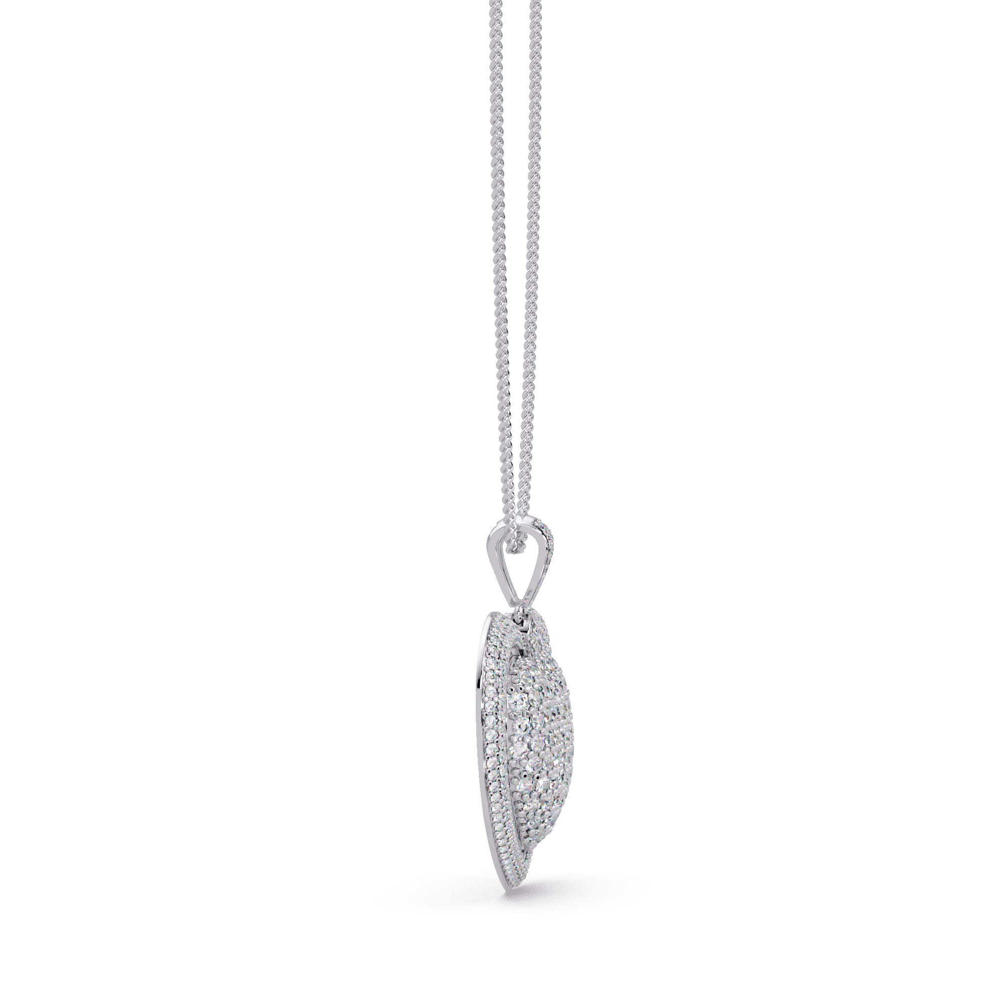 Double Heart VVS Moissanite Diamond Pendant Layered Pave Diamond Heart Jewelry
