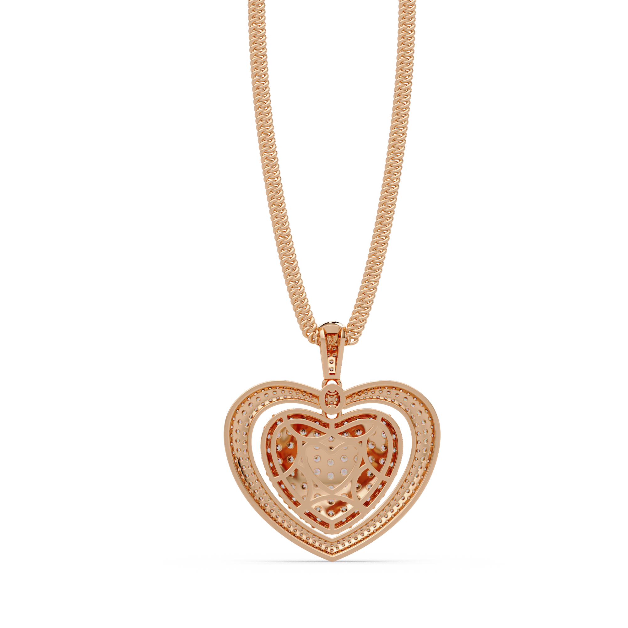 Double Heart VVS Moissanite Diamond Pendant Layered Pave Diamond Heart Jewelry