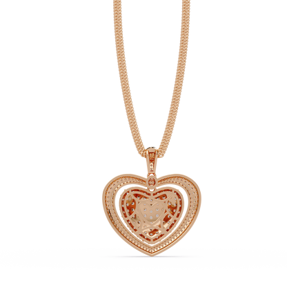 Double Heart VVS Moissanite Diamond Pendant Layered Pave Diamond Heart Jewelry