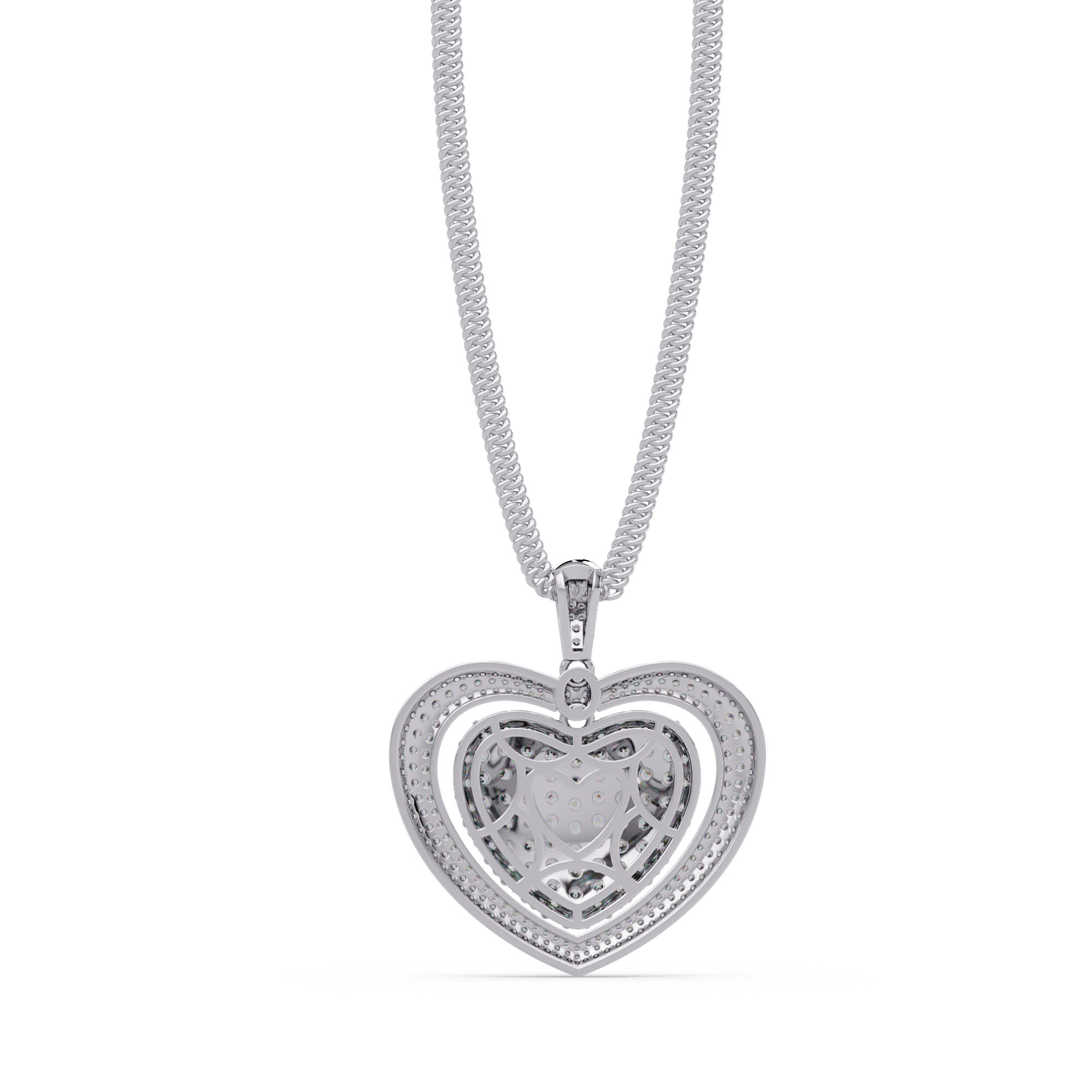 Double Heart VVS Moissanite Diamond Pendant Layered Pave Diamond Heart Jewelry